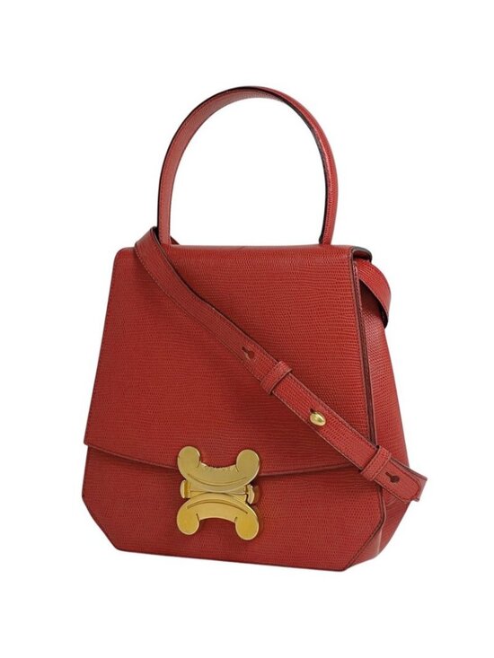 Celine Handbags - Celine Blason Logo 2-Way Shoulder Bag Leather Red